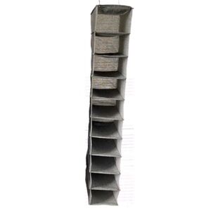 Hanging Shoe Organizer Woven Herringbone Tweed Gray